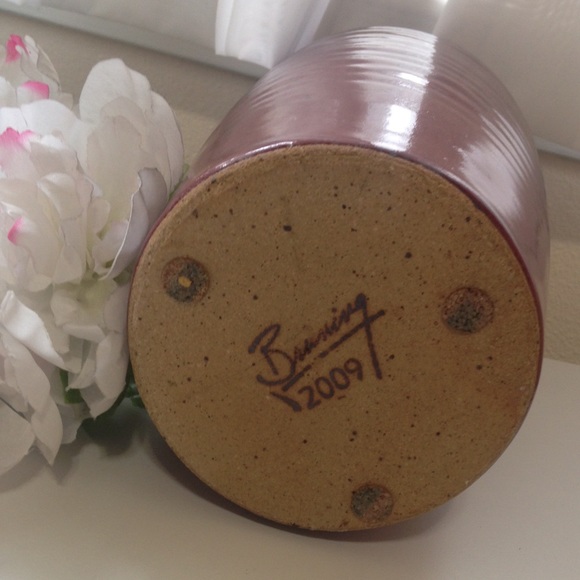 Bruning Pottery Hand-Thrown Stoneware Cranberry Red 11 3/8 Inch Vase - Picture 7 of 8